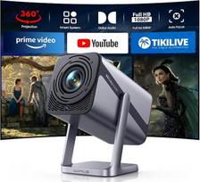 Mini projektorius 4K namų kinas [Suderinamas su „Netflix“ | „Dolby Audio“] 600 ANSI išmanusis projektorius, kompaktiškas, „Full HD“ 1080p, automatinis fokusavimas / vertikalios trapecijos korekcija, pasukamas 360°, „Wi-Fi 6“, „Bluetooth“, „iWIMIUS“ projek