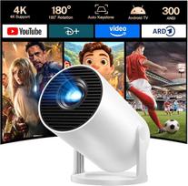 Mini projektorius 4K, palaikantis „Android 14“, „Wi-Fi“ ir „Bluetooth“ – HY300pro+