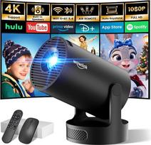 Mini projektorius 4K, palaikantis „Wi-Fi 6“, „BT 5.4“, integruotas programas, „Android 14 TV“