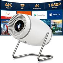 Mini projektorius 4K, palaikantis „Wi-Fi 6“ ir „Bluetooth 5.4“, nešiojamasis vaizdo projektorius, 130 colių namų kino „Smart“ projektorius, suderinamas su HDMI, TV Stick, USB ir PS5 (S)