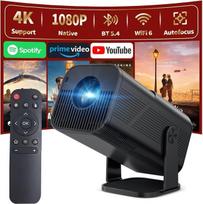 Mini projektorius su „Android 11“, 1080P HD projektorius, „Wi-Fi“ ir „Bluetooth“, automatinis trapecijos iškraipymų koregavimas, nešiojamas, skirtas namų kinui ir naudojimui lauke (X500, juodas)