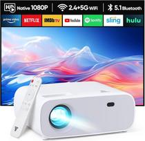 Mini projektorius, 18 000 liumenų nešiojamasis namų kino projektorius su 4K palaikymu, „Wi-Fi“ ir „Bluetooth“ projektorius, suderinamas su „iOS“, „Android“, nešiojamaisiais kompiuteriais, HDMI, TV Stick ir USB (pilkos spalvos)