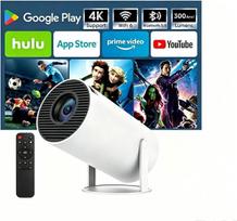Mini projektorius – nešiojamas 4K projektorius su „Android 11“, 1080p FHD, „Wi-Fi 6“, „Bluetooth 5.0“ ir 130 colių projekcijos ekranu
