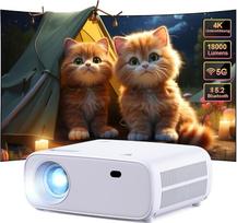 Mini projektorius, namų kino projektorius su „Wi-Fi“ ir „Bluetooth“, 18 000 liumenų, „Full HD 1080p“ skiriamoji geba, projekcijos dydis 35–200 colių, suderinamas su „iOS“, „Android“, nešiojamaisiais kompiuteriais, HDMI ir USB (pilkos spalvos)