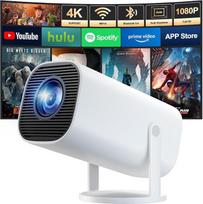 Mini projektorius, palaikantis 4K/1080P raišką, lauko projektorius, nešiojamas projektorius | Projektorius su „Wi-Fi 6“ ir „Bluetooth 5.4“, automatine trapecijos korekcija, 180° pasukimu, suderinamas su „iOS“, „Android“, HDMI, USB, nešiojamaisiais kompiut