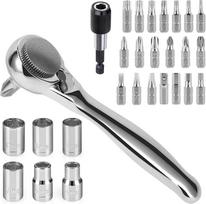 Mini ratchet raktų ir atsuktuvų antgalių rinkinys, 72 dantų mažas dvikryptis ratchet raktas, išlenktas ratchet atsuktuvas buitinių prietaisų remontui, 28 vnt.