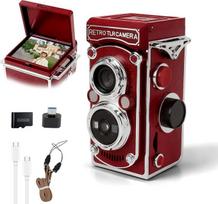 Mini retro skaitmeninis fotoaparatas, senovinio stiliaus skaitmeninis fotoaparatas su dviem objektyvais, 1080p FHD vaizdo įrašymas, 48 MP nuotraukos, automatinis fokusavimas, mini vlogavimo kamera su 1,54 colio LCD ekranu ir 32 atminties kortelėmis