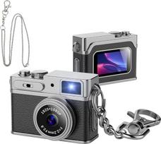 Mini skaitmeninis fotoaparatas 1080P FHD retro stiliaus fotoaparatas, 0,96 colio spalvotas ekranas, mažas nykščio dydžio fotoaparatas su 32GB kortele, „selfie“ raktų pakabukas su fotoaparatu, skirtas kelionėms, studijoms ir vlogams (juodas)