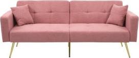 Mini sofa-lova su miego funkcija - 175 cm ilgio sofa 2 asmenims, reguliuojama ir su šoninėmis kišenėmis, rožinės spalvos