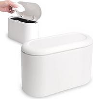 Mini stalviršio šiukšliadėžė Biuro stalviršio popieriaus šiukšliadėžė Mini nešiojama stalo šiukšliadėžė Šiukšliadėžė stalo šiukšliadėžė su dangčiu Stalo stalviršio šiukšliadėžė vonios kambario stalviršiui Virtuvės makiažo laikiklis balta