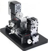 Miniatiūrinis metalo tekinimo staklės, 36 W, 20 000 aps/min. Mokomosios mini tekinimo staklės su 2 padavimo lentelėmis, skirtos mėgėjams, medžio apdirbimui ir rankdarbiams (pasukamos 4 ašimis)