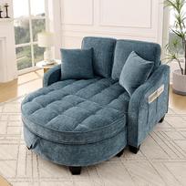 Minkšta šenilinė audinio modulinė sofa-lova su miego funkcija ir daiktų laikymo taburete; sofa-lova su reguliuojamu atlošu ir pagalvėle, skirta mažai svetainei, darbo kambariui ar miegamajam