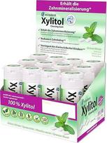 miradent Xylitol Dental Care kramtomosios gumos Spearmint Display Pack of 12 | Gaivus skonis | Be cukraus | Vegan | Profilaktika nuo dantų ėduonies | Skirta kelionėms