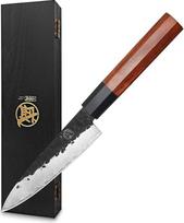 MITSUMOTO SAKARI 14 cm rankomis kaltas daržovių peilis, profesionalus japoniškas virtuvinis peilis, mažas virėjo peilis (palisandro rankena ir medinė dėžutė)