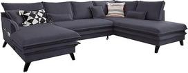 MIUFORM kampinė U formos sofa su miego funkcija ir lovos dėže, žavinga "Charlie", gyvenamasis kambarys, sofa, sofa lova, svetainė, svečių kambarys, medinės kojelės, boho stilius (antracito spalvos, orientuota į dešinę)