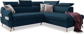 MIUFORM L formos kampinė sofa su miego funkcija ir atlošu, „Sweet Harmony“ kampinė sofa, L formos svetainės sofa-lova (tamsiai mėlyna, dešiniąja puse)