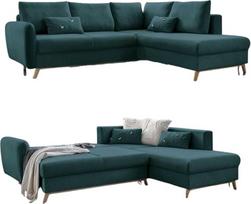 MIUFORM Scandic Lagom L, 6 vietų kampinė sofa, "L" formos, 242 x 202 x 90 cm sofa, sulankstoma sofa su miego funkcija, sulankstoma sofa-lova (turkio spalvos)