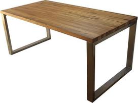Miuncheno valgomojo stalas Medžio masyvo nerūdijančio plieno serija Laukinio ąžuolo medžio masyvas 140 x 80 cm Medinis stalas Nerūdijantis plienas Metalinis plienas Premium valgomojo stalo dizainas Stalas Nerūdijančio plieno stalo rėmas