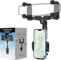 MIUOLV automobilinis telefono laikiklis, tvirtinamas prie galinio veidrodžio, pasukamas 360 laipsnių kampu ir ištraukiamas, tinka 4,0–7,0 colių išmaniesiems telefonams, veidrodžio juodos spalvos