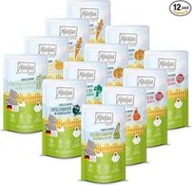 MjAMjAM - Aukščiausios kokybės drėgnas ėdalas katėms - Chicks & Friends dėžutė, 12 vnt. (12 x 125 g), be grūdų, su papildoma mėsa
