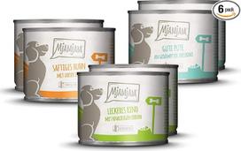 MjAMjAM - Premium drėgnas ėdalas šunims - mišinys I - vištiena ir antis, jautiena, kalakutiena, 6 vnt. (6 x 200 g), natūralus su papildoma mėsa