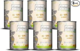 MjAMjAM Premium drėgnas ėdalas šunims - natūraliai skanus - ekologiška vištiena su morkomis, 6 vnt. (6 x 400 g), be grūdų, su papildoma mėsa