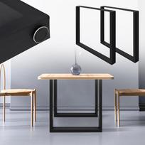 ML-Design 2 vnt. stalo kojų rinkinys, 70 x 72 cm, juodos spalvos, milteliniu būdu dažytas plienas, kvadratiniai profiliai, pramoninis dizainas, metalinės stalo kojos, stalo rėmas, baldų kojelės, skirtos valgomojo stalui, rašomajam stalui