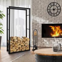 ML-Design Malkų stovas 80 x 150 x 25 cm stačiakampio formos, juodas, metalinis, vidaus/ lauko, malkų stovas, malkų laikiklis iš dengto plieno, malkų stovas, malkų laikiklis, malkų laikiklis, malkų stovas židiniui / krosnelei