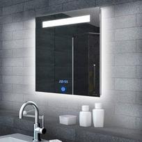 ML6506 LED apšviestas vonios veidrodis su laikrodžiu / jutikliniu jungikliu, stiklinis veidrodinis