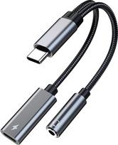 MMOBIEL USB-C į 3,5 mm ausinių adapteris ir įkroviklis, 32 bitai / 60 W 2-in-1 skirstytuvas, USB Type-C į mikrofoną ir „Aux“ garso lizdą, su greito įkrovimo funkcija, skirtas „iPhone 17“, „16“, „15“, „iPad Air“/„Pro“, „Galaxy S26“, „S25“, „S24“, „S23“