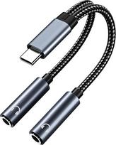 MMOBIEL USB-C į dvigubą 3,5 mm „Aux“ garso ausinių skirstytuvą, 32 bitų „Type-C“ į dvigubą 3,5 mm moterišką ausinių lizdą garso adapteris, skirtas „iPhone 17“, „16“, „15“, „iPad Air“/„Pro“, „MacBook“, „Galaxy S26“, „S25“, „S24“, „S23“ ir „Pixel“
