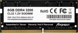 MMOMENT 8GB DDR4 3200 MHz nešiojamojo kompiuterio RAM SODIMM CL22 1,2 V operatyvioji atmintis