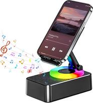 Mobiliojo telefono laikiklis su „Bluetooth“ garsiakalbiu: dovanos vyrams ir moterims, pasukamas mobiliojo telefono laikiklis su garsiakalbiu, laikiklis su reguliuojamu naktiniu apšvietimu, mobiliojo telefono įkroviklio laikiklis su belaidžiais garsiakalbi