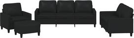 Modelis3201403 3 dalių kampinė sofa su kojūgaliais / Svetainė / Max. 110 kg vienai sėdynei / Juoda dirbtinė oda