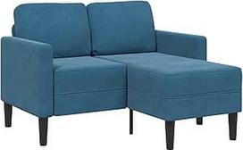 Modelis4107068 L formos sofa su dviem sėdimomis vietomis ir šezlongu, mėlyna, aksomas, 125 x 118 x 85 cm - Patogumas ir erdvės taupymas