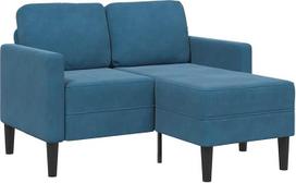 Modelis4107068 L formos aksominė sofa su šezlongu - Mėlyna - 125 x 118 x 85 cm - mažam gyvenamajam kambariui