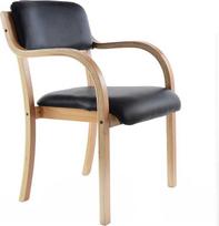 Moderni ergonomiška šiaurietiška medinė valgomojo kėdė, sukraunama virtuvės ir biuro kėdė su atvira nugarėle, juoda PU, idealiai tinka recepcijai, studijoms ir lankytojams sėdėti