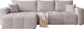 Moderni L formos kampinė sofa su miego funkcija ir lovos dėže, 278 x 145 x 79 cm, gulimas paviršius 125 x 232 cm, laisvai pastatoma, skirta 4 asmenims