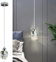 Modernus 3 spalvų LED kristalų pakabinamas šviestuvas, reguliuojamo aukščio sidabrinis chromo lubų šviestuvas, skirtas virtuvės salai, miegamajam, valgomajam (sidabrinis), (F-SLPL)