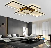 Modernus lubų šviestuvas LED lubų šviestuvas su nuotolinio valdymo pulteliu 120 W stačiakampio formos lubų šviestuvas Svetainės šviestuvas Lubų miegamojo šviestuvas Centrinis valdymo blokas gali skleisti šviesą, juodas, 140 cm