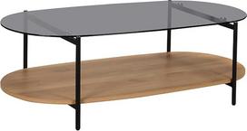 Modernus ovalus kavos staliukas Didelis 120 cm stiklo šviesaus medžio