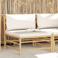 Modulares Garten-Lounge-Set aus Bambus mit Beistelltisch und dick gepolsterten Kissen, 3-TLG. Garten-Lounge-Set mit Kissen für entspannte Stunden im Freien