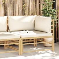 Modulares Garten-Lounge-Set aus Bambus mit Beistelltisch und dick gepolsterten Kissen, 3-TLG. Garten-Lounge-Set mit Kissen und Fußstütze für entspannte Stunden im Freien