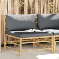 Modulares Garten-Lounge-Set mit Beistelltisch und dick gepolsterten Kissen, 3-TLG. Garten-Lounge-Set aus Bambus für entspannte Stunden im Freien