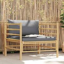 Modulares Garten-Lounge-Set mit Beistelltisch und dick gepolsterten Kissen, 3-TLG. Garten-Lounge-Set aus Bambus für entspannte Stunden im Freien