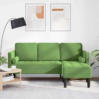 Modulinė 2 dalių sofa su poliesterio aksomo apmušalu ir šviesiai žaliomis pagalvėlėmis, kompaktiškas 2 dalių sofų komplektas, kampinė sofa su poliesterio aksomo apmušalu