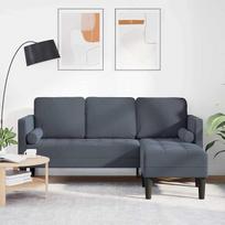 Modulinė 2 dalių sofa su poliesterio aksomo apmušalu ir tamsiai pilkos spalvos pagalvėlėmis, kompaktiškas 2 dalių sofų komplektas, kampinė sofa su poliesterio aksomo apmušalu