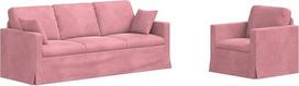 Modulinė aksominė sofa „Rosa“, 2 dalių, 198 x 78 x 80 cm, su juodu metaliniu rėmu ir patogiais putų pagalvėliais, skirta svetainei ir miegamajam