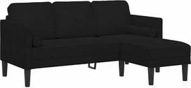 Modulinė juoda kampinė sofa su aksominė apmušalu, poliesterio sofų komplektas su pagalvėlėmis, modernus dizainas su plokščiais porankiais ir ilgaamžė konstrukcija iš medžio dirbinių