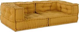 Modulinė dvivietė grindų sofa, geltona, 140 x 70 x 36 cm, medvilninė poilsio sofa, modulinė, šoninė sėdimoji dalis ir sofos pagalvėlė, skirta svetainei, namų kinui ir verandoje